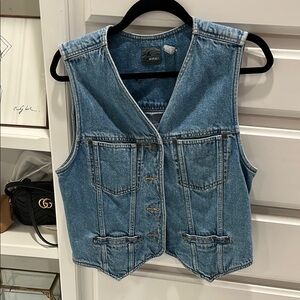 Vintage Denim Button-Up Vest